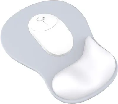 Zdjęcie produktu dla Ergonomiczna podkładka pod mysz z miękką żelową wkładką – delikatne podparcie dłoni – srebrnoszara