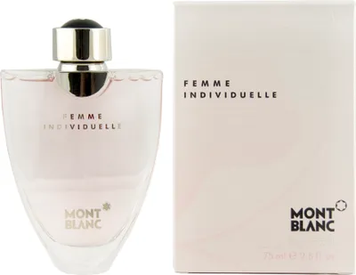 A perfume bottle and its packaging are displayed side-by-side against a white background.