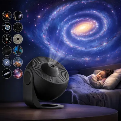 Produktbild von 13 in 1 Projektor Sternenhimmel Lamp LED Sternenprojektor Planetarium HD Galaxy Nachtlicht 360° Drehbar mit Fokus & Timer Geschenk für Kinder