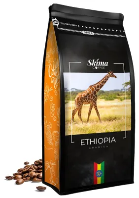 Produktbild von Kaffeebohnen 1 kg ÄTHIOPIEN 100 % Arabica frisch geröstet für Vollautomaten + Tassenuntersetzer