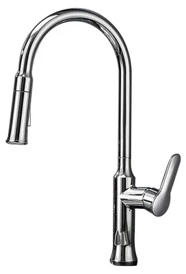Produktbild von Küchenarmatur - Spültischmischer - Ausziehbare Brause - Einhebel Thermostat - Schwenkbarer Auslauf - Wassersparfilter - Chrom - Hellgrau