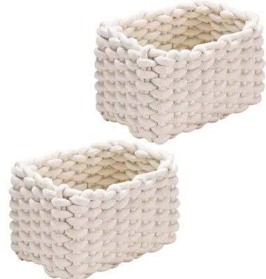 Baumwoll-Aufbewahrungskorb 19x15x12 cm, geflochten, weiß