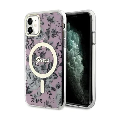 Obrázek produktu pro Guess Flower MagSafe - pouzdro pro iPhone 11 (růžové)