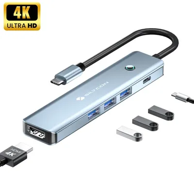 Produktbild von Siltcon® 6-in-1 USB-C Hub Dockingstation – HDMI 4K, 3x USB 3.0, 100 W PD