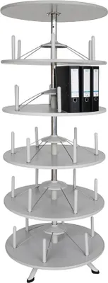 Produktbild von Gürkan Ordnerdrehsäule grau bis zu 120 Ordner, Etagen einzeln drehbar, H: 200,0 cm