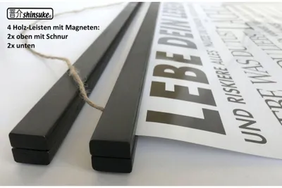 Obrázok produktu pre Drevené plagátové lišty 61 cm - Plagátové lišty - 2 páry, čierne magnety