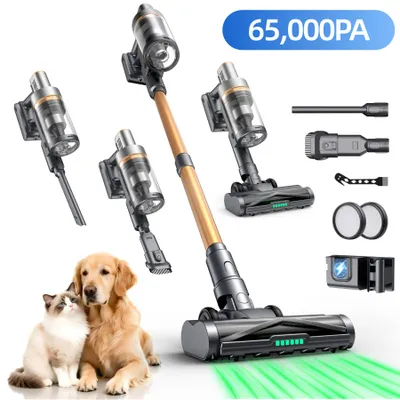 Produktbild von 65kPa Akku Staubsauger Kabellos mit Antriebsassistenz – 75 Min Laufzeit, 6-Stufen-HEPA-Filtration, 1,6L Staubbehälter, Leise ≤60dB, Freistehend & Wandhalterung, Ideal für Haustiere & Allergiker