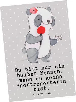 Produktbild von Mr. & Mrs. Panda Postkarte Sportreporterin Herz - Grau Pastell - Geschenk, Grußkarte, Ansichtskarten, Ansichtskarte, Fotokarte, Postkarten