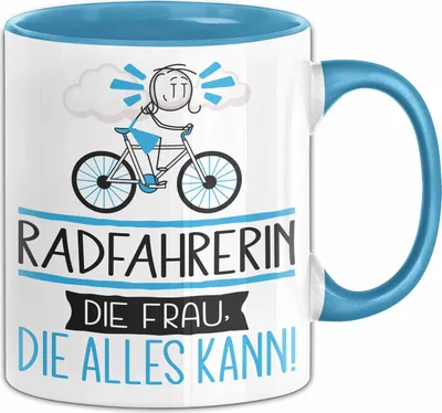 Produktbild von Radfahrerin Geschenk Tasse Becher Die Frau Die Allen Kann Geschenkidee für eine Radfahrerin Lustig (Blau)
