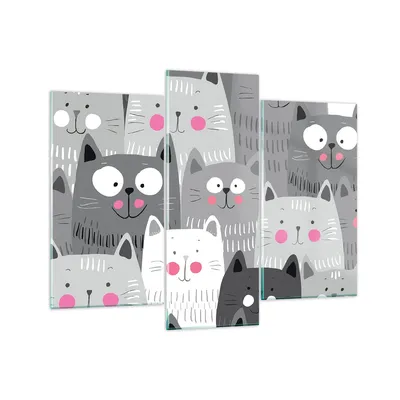 Produktbild von Bilder auf glas - Kittys Tiere Illustration - 130x100cm - Glasbilder - Wandbilder - Kunstdruck - zum Aufhängen bereit - Wanddekoration aus Glas - Glas Bilder - Wandbild auf Glas - GCB130x100-2890