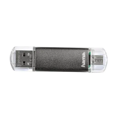 Zdjęcie produktu dla Hama Laeta Twin 64GB USB 2.0, 64 GB, USB Type-A / Micro-USB, 2.0, 10 MB/s, Pokrywka, Szary