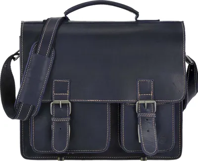 Produktbild von Greenburry Aktentasche Leder Schultasche XL Lehrertasche Tasche 39x33cm New Buffalo blau Damen Herren Schule Uni Arbeit