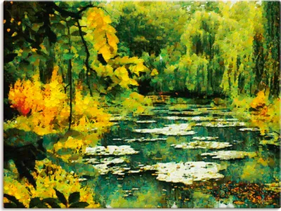 Produktbild von ARTland Leinwandbild Grüner See Größe: 60x45 cm