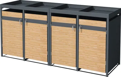 Produktbild von ML-Design box na odpadky se stříškou na květináč pro 4 koše 240L 264x80x124 cm ocelový
