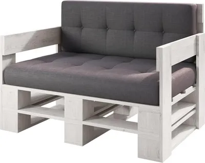 Produktbild von Lermowood Palettenmöbel Mp Sofa 100 x 60 x 40 cm Weiß | Europaletten Indoor und Outdoor Lounge Gartenmöbel Holz Gartenmöbel Set Lounge Möbel Terrasse Balkon Loft Stil Paletten