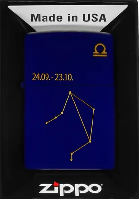 Obrázok produktu pre Zapa?ova? Zippo Navy Blue matný laserovaný Libra znamenie zverokruhu Váhy
