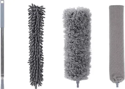 Produktbild von Staubwedel, 4-teiliger Teleskop-Staubwedel, Staubwedel mit Teleskopgriff, Mikrofaser-Staubwedel, biegbarer Staubwedel (250 cm)