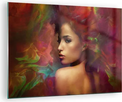Produktbild von Bilder auf glas - frau gesicht - 70x50cm - Glasbilder - Wandbilder - Bilder - Kunstdruck - zum Aufhängen bereit - Wanddekoration aus Glas - Glas Bilder - Wandbild auf Glas - Einteilig - GAA70x50-3735