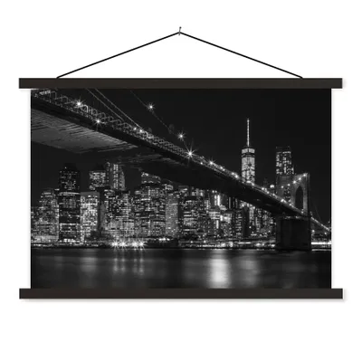 Produktbild von MuchoWow® Textilposter New York - Brooklyn - Brücke 120x80 cm mit schwarzem Rahmen - Wanddeko