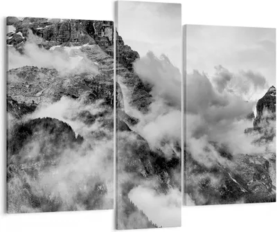 Produktbild von Bild auf Leinwand - Leinwandbild - Berge Nebel Gipfel - 95x80cm - Wand Bild - Wanddeko - Wandbilder - Leinwanddruck - Bilder - Kunstdruck - Wanddekoration - Leinwand bilder - Wandkunst - CB95x80-3664