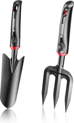 Produktbild von Gartengeräteset, Kohlenstoffstahl, 2-teilig, Handflegel Gartenschere und Gartengerät, Unkrautdöner für Pflanzen und Gärtnern