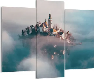 Produktbild von Bild auf Leinwand - Leinwandbild - 3 Teile - Alpen Bled Kirche - 130x100cm - Wand Bild - Wanddeko - Wandbilder - Leinwanddruck - Bilder - Wanddekoration - Leinwand bilder - Wandbild - CB130x100-4130