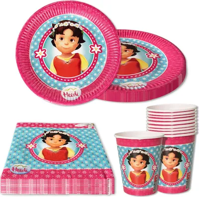 Produktbild von Heidi 40-tlg. Party Set – Kindergeburtstag Deko mit Tellern Bechern Servietten