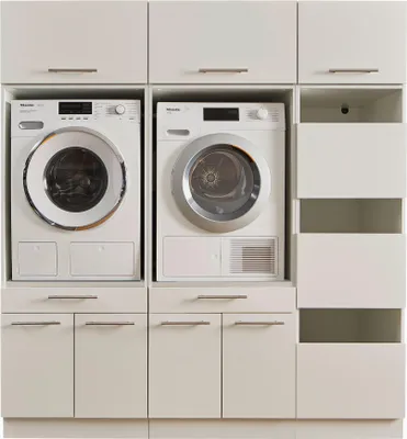 Produktbild von Waschmaschinenumbauschrank >LAUNDREEZY< in weiß - 185x200x67,5 (BxHxT)