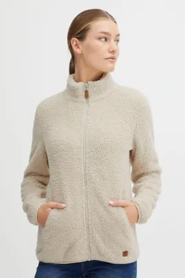 Produktbild von OXMO OXTelsa Damen Fleecejacke Sweatjacke Jacke mit Stehkragen Eingrifftaschen Reißverschluss Regular fit