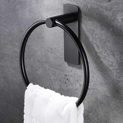 Produktbild von Handtuchring Schwarz Handtuchhalter Ring Ohne Bohren Handtuchstange für Küche und Bad Selbstklebend Edelstahl