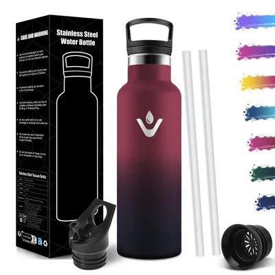 Produktbild von Trinkflasche Edelstahl 750ml BPA-frei, isoliert, auslaufsicher, Sportflasche