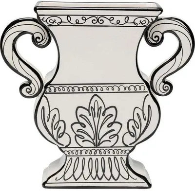Zdjęcie produktu dla Wazon ceramiczny Unyqoos® – ręcznie wykonany, ręcznie malowany, w kształcie amfory, czarno-biały, 23,5 cm, wazon dekoracyjny do kwiatów