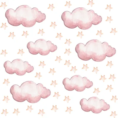 Produktbild von Wandsticker für Mädchen Rosa Wolken Dekoration Kinderzimmer