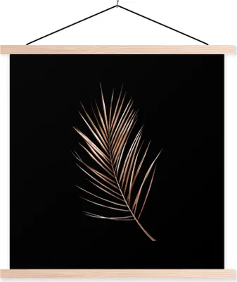 Produktbild von MuchoWow® Textilposter Gold - Zweig - Blatt 40x40 cm mit holzfarbenen Rahmen - Posterleiste