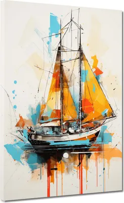 Produktbild von Segelschiff Painting Style Leinwandbild Wandbild Kunstdruck XL Wanddeko: 30x40x2cm