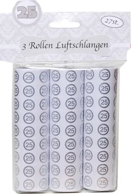 Produktbild von Luftschlangen 25 silber 3-tlg. 25. Geburtstag Deko Party Jubiläum