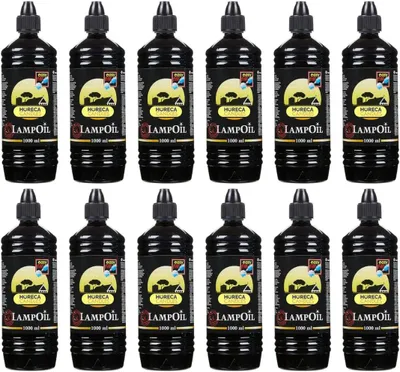 Produktbild von HORECA CANDLES Lampenöl 12x1L – Flüssigwachs mit 99% Paraffin, Rauchfrei & Geruchsarm, für Öllampen, Fackeln, Kerzen Innen & Außen