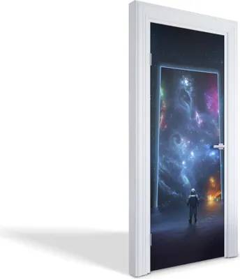 Produktbild von Türdeko Aufkleber Selbstklebende Wandsticker Personalisiert - Weltraumportal - 85 x 205 cm
