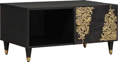 Immagine prodotto di Maison Exclusive - Tavolino da caffè nero, 80 x 50 x 40 cm, in legno massello di mango