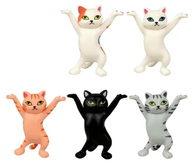 Produktbild von 5 Stück tanzende Katzen Stifthalter, Schreibtisch Stiftehalter, Katzen Modell Ornamente, lustige Katzen Figuren für Büro und Hausdekoration