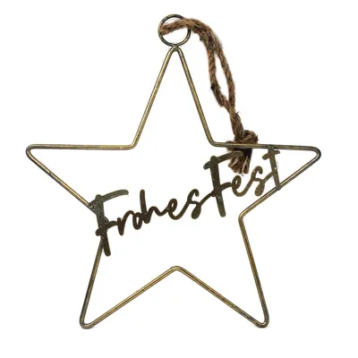 Produktbild von Weihnachtsstern Metall Gold mit Inschrift Weihnachtsfest 30x32cm