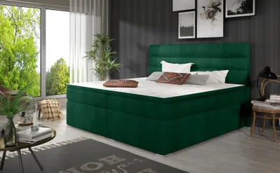 Produktbild von Boxspringbett Schlafzimmerbett FESTO 140x200cm Stoff Kronos Grün