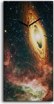 Produktbild von Dekor Leinwand Uhr Wandbilder 30x60 Gemälde Weltraum Galaxie Sterne Nachthimmel - schwarze Hände