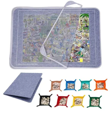Productafbeelding van Omgoods - Puzzlemat voor 1000 Stukjes met Stofbescherming en Sorteerbakjes