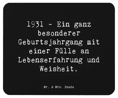 Produktbild von Mr. & Mrs. Panda Mauspad Spruch 1931 Geburtstag - Schwarz - Geschenk, Happy Birthday, Feiern, Alter, Glückwunsch, mousematte, Mouse Pad, Jahrgang, Geburtstagsgeschenk