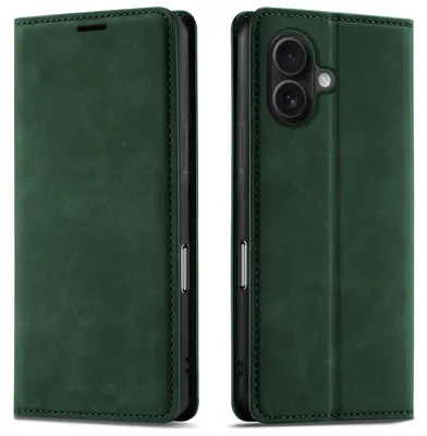 Imagen del producto de Funda tipo libro para iPhone 17 con cierre magnético de cuero + cristal de 9H