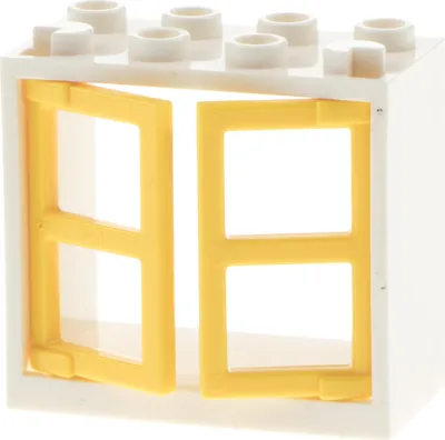 Produktbild von 1x Lego Fenster Rahmen 2x4x3 weiß Fensterläden gelb Haus 60608 4584888 60598