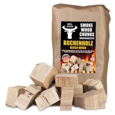 Produktbild von Räucherklötze Smoker Grill Chunks für BBQ Buche Räuchern 2 kg XXXL Räucherofen Wood Grillen Smoken Zubehör Smoke Raeuchern Feuerschale Chips Grillmaster