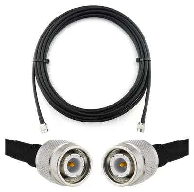 Image de 7m TNC mâle vers TNC mâle Câble coaxial - Câble d'extension TNC HF-240 (équivalent LMR 240) 7 mètres de câble cavalier (50 ohms) - Noir Câble d'antenne pour HAM Radio CB Radio WIFI Antenne