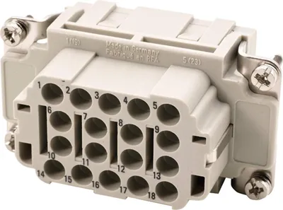 Produktbild von HARTING Han 18EE Buchseneinsatz (F) Crimpanschluss, 18-polig+PE 500V, 16A - 1 Stück